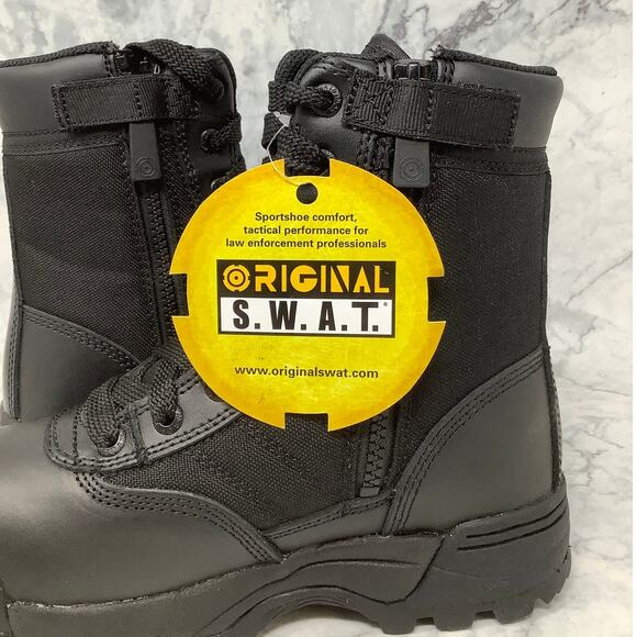 Original S.W.A.T Men 4 Black Leather Classic 9" Safety Work Boot Side Zip P23-31 - Picture 8 of 9